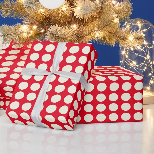 Papier Cadeau Motif des points géométriques rouge et blanc de No (Vacances)