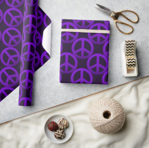 Papier Cadeau Motif des signes de paix violet