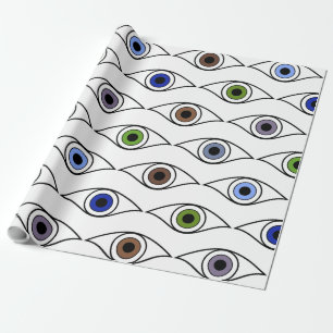 Papier Cadeau Motif des yeux en Brown bleu vert gris violet