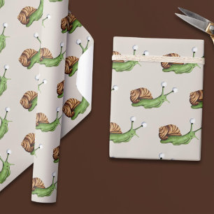 Papier Cadeau Motif d'escargot Brown vert mignon