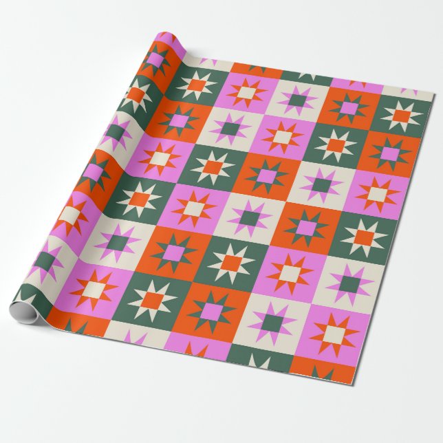 Papier Cadeau Motif d'étoile géométrique dynamique (Déroulé)