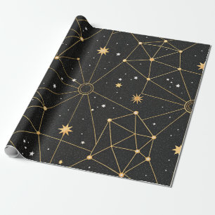 Papier Cadeau Motif d'étoiles de constellation céleste (3)