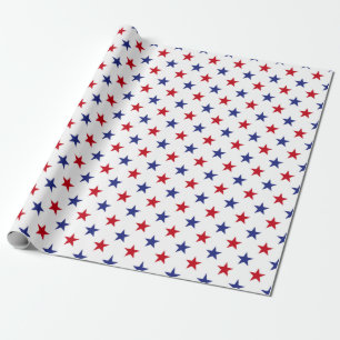 Papier Cadeau Motif d'étoiles USA rouge, blanc et bleu