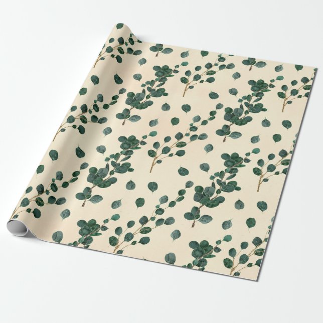 Papier Cadeau Motif d'eucalyptus (Déroulé)