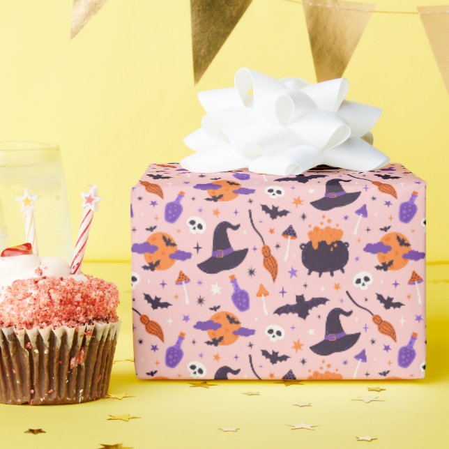 Papier Cadeau Motif d'Halloween mou et rose (Fête d'anniversaire)