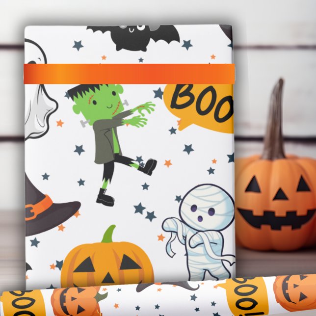 Papier Cadeau Motif d'Halloween Spooktaculaire Boo-tiful (Boo-tifully Cute Spooktacular Halloween Patterned Wrapping Paper)