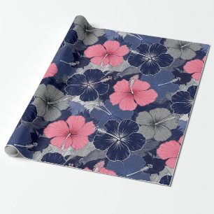 Papier Cadeau Motif d'Hibiscus Tropical Côtier (2)