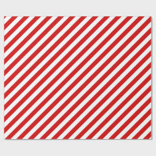 Papier Cadeau Motif diagonal rouge et blanc de rayures