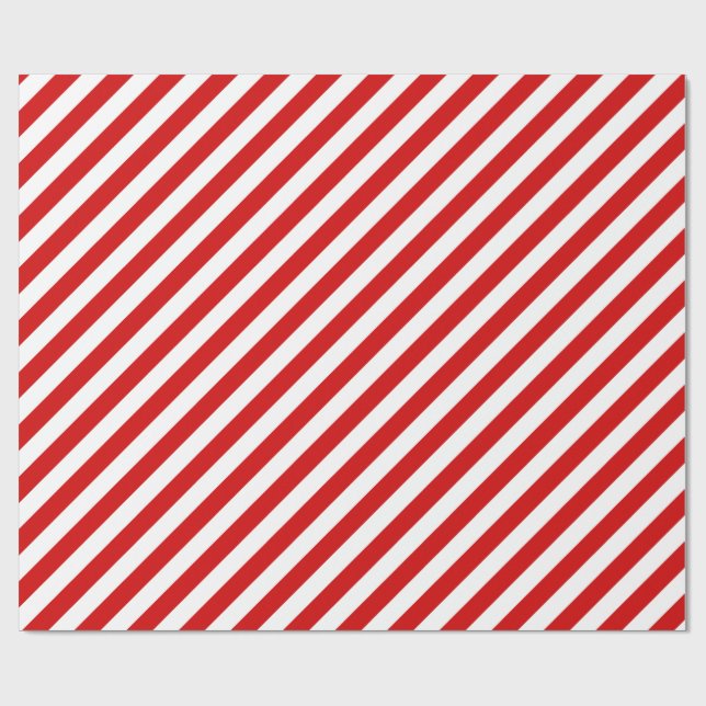 Papier Cadeau Motif diagonal rouge et blanc de rayures (Plat)