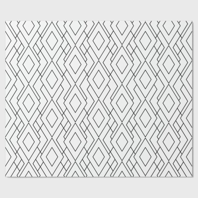 Papier Cadeau Motif Diamant Art déco noir et blanc (Plat)