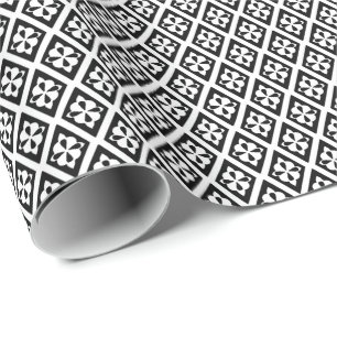 Papier Cadeau Motif diamant - blanc et noir