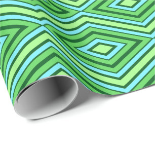 Papier Cadeau Motif diamant du milieu du siècle Jade Green et Aq