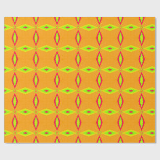 Papier Cadeau Motif diamant géométrique rétro orange et lime