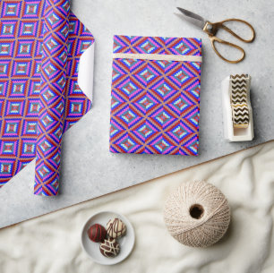 Papier Cadeau Motif diamant géométrique vibrant sans couture