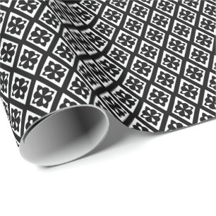 Papier Cadeau Motif diamant - noir et blanc