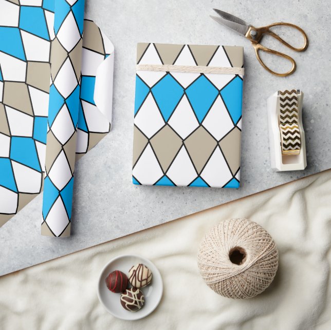 Papier Cadeau Motif Diamond Gris Bleu Anniversaire (Artisanat)