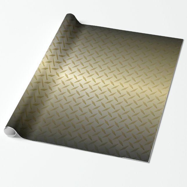 Papier Cadeau Motif Diamondplate avec Fond Noir à Or (Déroulé)