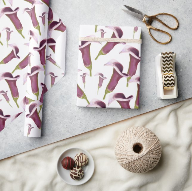 Papier Cadeau Motif d'illustration de la vie nocturne au lys cal (Artisanat)