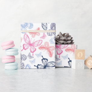 Papier Cadeau Motif d'illustration de papillon coloré mignon fil