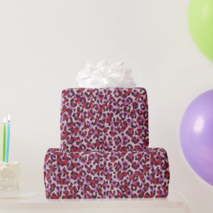 Papier Cadeau Motif d'impression chic rouge violet guépard