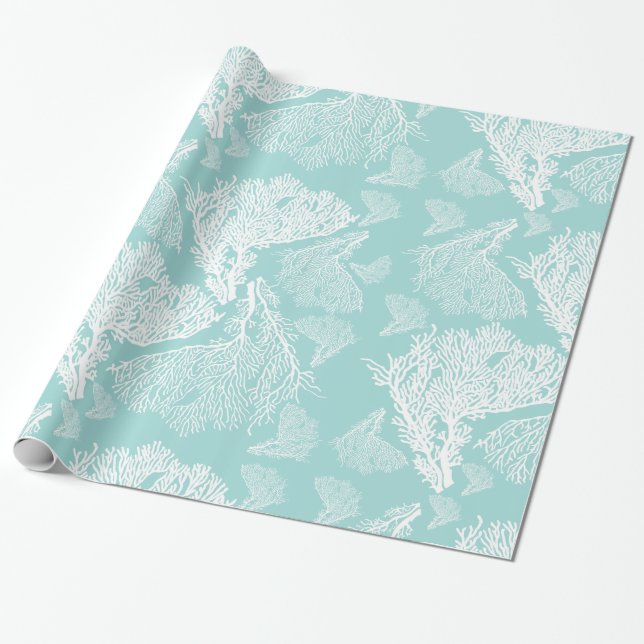 Papier Cadeau Motif d'impression de corail tropical (Déroulé)