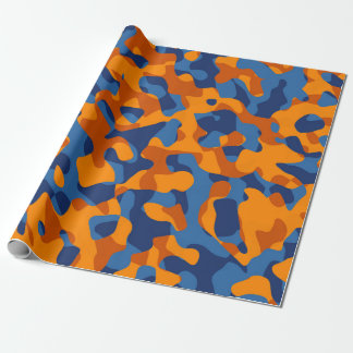 Papier Cadeau Motif d'impression du camouflage bleu orange