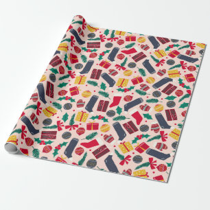 Papier Cadeau Motif d'objets de Noël