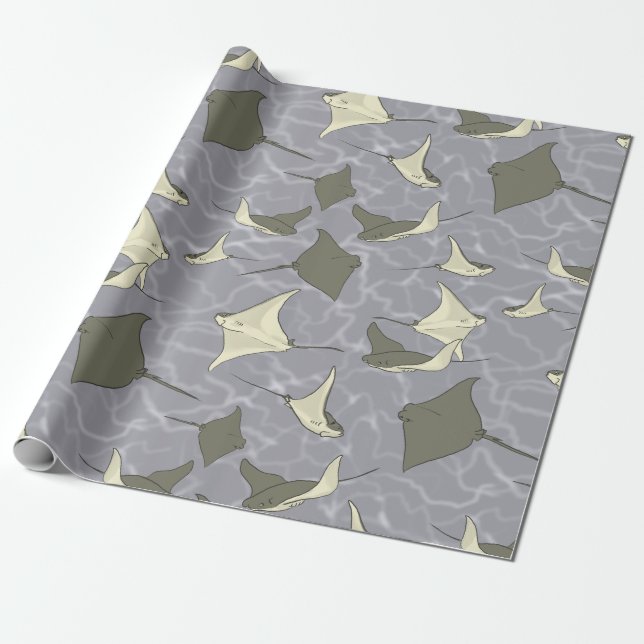 Papier Cadeau Motif d'océan de pastenague de Cownose (Déroulé)