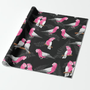 Papier Cadeau motif d'oiseau aux coques roses