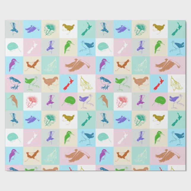 Papier Cadeau Motif d'oiseaux néo-zélandais (Couture)