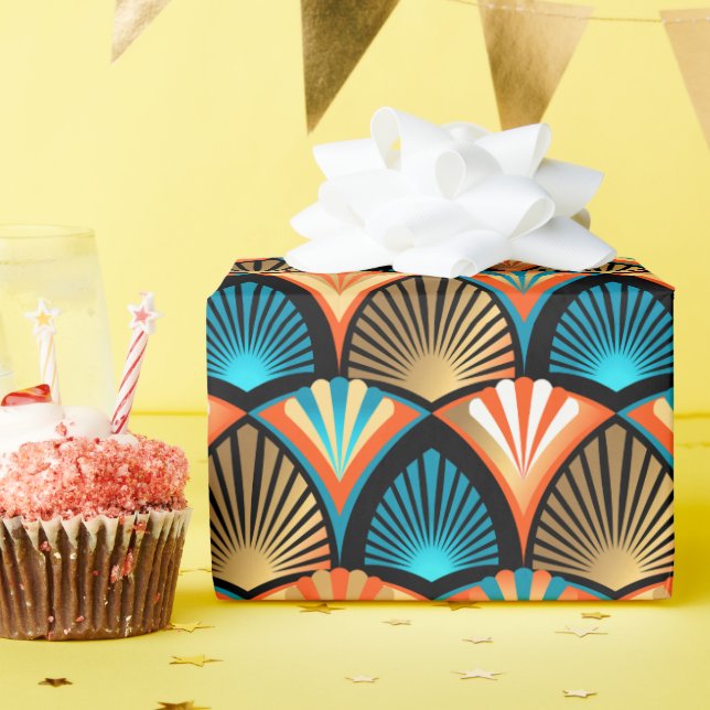 Papier Cadeau Motif d'or feuille en palmier géométrique Art Déco (Fête d'anniversaire)