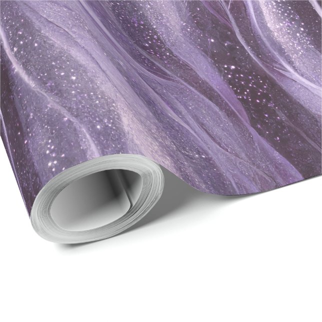 Papier Cadeau Motif doré pailleté texture scintillante (Coin rond)