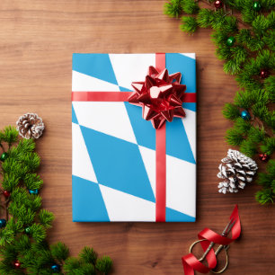 Papier Cadeau Motif Drapeau Diamant Bavière bleu et blanc