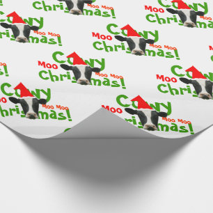 Papier Cadeau Motif drôle de vaches à Père Noël de Noël de