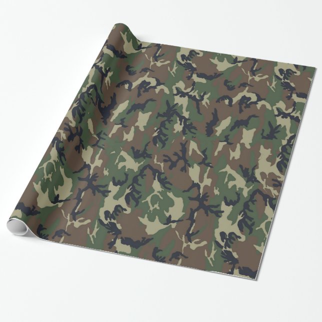 Papier Cadeau Motif du camouflage vert militaire (Déroulé)