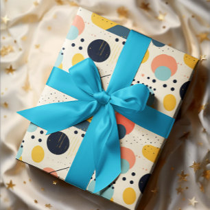 Papier Cadeau Motif du milieu du siècle. Formes Abstraites color