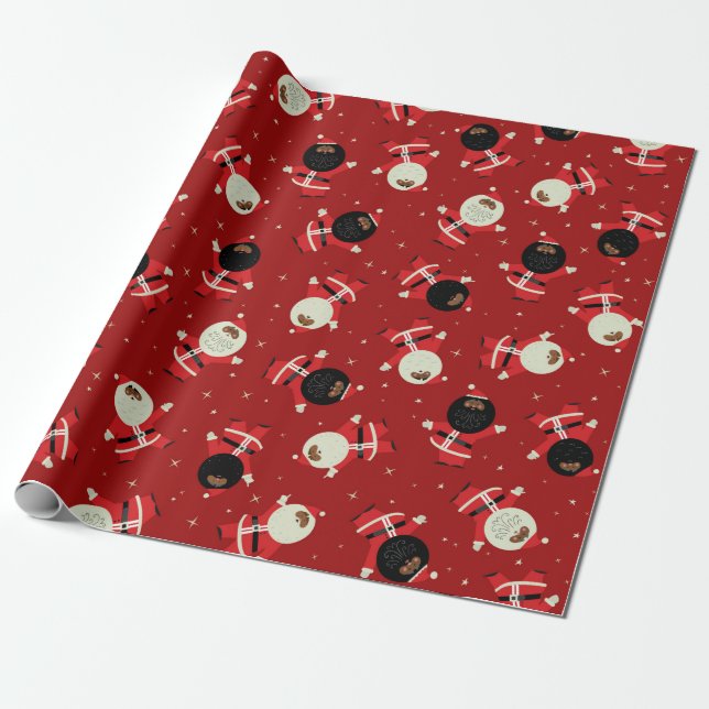 Papier Cadeau Motif du parti Cute Black Père Noël sur Arrière -  (Déroulé)