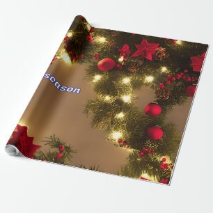 Papier Cadeau Motif du sapin de Noël aux arcs rouges