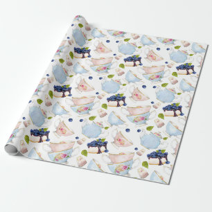 Papier Cadeau Motif du Tea Party aquarelle