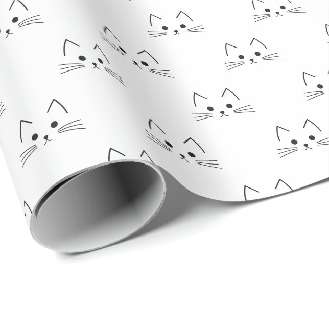 Papier Cadeau motif du visage de chat (Coin rond)