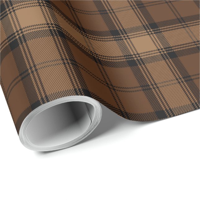Papier Cadeau Motif écossais noir Brown de kilt de plaid de (Coin rond)