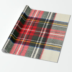 Papier Cadeau Motif écossais tartan. Laine rouge et blanche plai