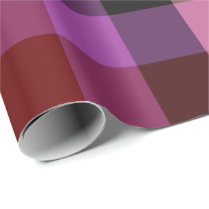 Papier Cadeau Motif élégant à carreaux rouge cramoisi et prune s
