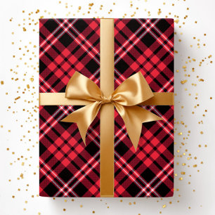 Papier Cadeau Motif élégant à carreaux rouges
