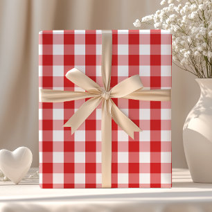 Papier Cadeau Motif élégant à carreaux rouges