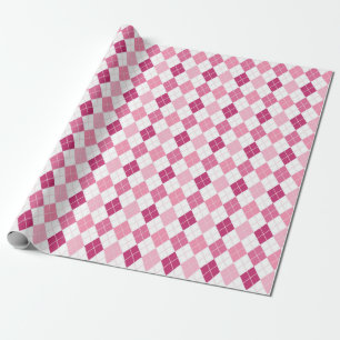 Papier Cadeau Motif élégant Argyle : Délice rose et violet