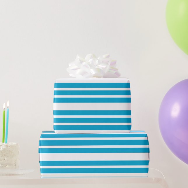 Papier Cadeau Motif élégant, classique Bleu & Bleu Blancs (Cadeaux de fête)