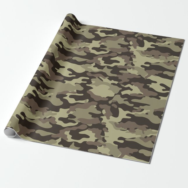 Papier Cadeau Motif élégant de camouflage de région boisée (Déroulé)