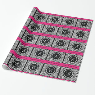 Papier Cadeau Motif élégant de Chevron de monogramme de roses