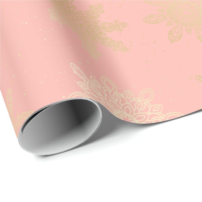 Papier Cadeau Motif élégant et moderne de Noël de flocon de (Coin rond)